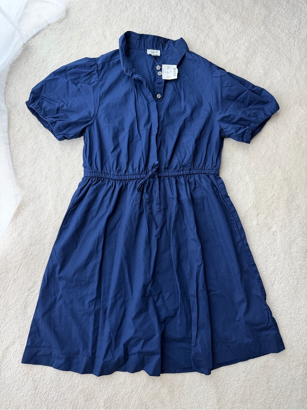 BNWT J. Crew Navy Short-Sleeve Drawstring Waist Shirt Dress
